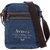 Avirex Borsello a Tracolla in Canvas e Pelle Bovina Anticata, Borsa a Tracolla Uomo in Stile Militare, Collezione 140506 CNV0H, Blue Navy