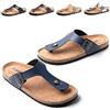 Hitmars Infradito Uomo Ciabatte Pelle Sintetico Sandali Estive Sughero Mare Scarpe Flip Flop Punta Aperta Piscina Pantofole Casa B Blu 46 EU