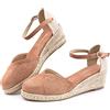 Hitmars Sandali Donna Eleganti Estive Zeppa Sandali Tacco Comodi Sandalo Espadrille Cerimonia Chiusi Heeled Sandals Moda Cinturino Caviglia Cachi EU 36