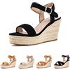 Hitmars Sandali Donna Estive Eleganti Espadrillas Zeppa Sandali Tacco Largo Alto Sandals Comodi Plateau Cerimonia Sandalo Platform Heeled Sposa Neri EU 41