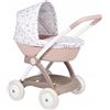 Smoby- Baby Nurse Carrozzina, 7600254118, +18 mesi, con cappottina reclinabile, copertina, h 55 cm
