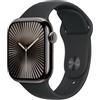 Apple Watch Series 10 GPS + Cellular 42 mm Smartwatch con cassa in titanio color Ardesia e cinturino Sport Loop Nero - S/M. Fitness tracker, app ECG, display Retina always-on, Carbon Neutral