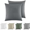 Dreamzie Federe Cuscino Letto Cotone 45x45 cm, Set di 2, 100% Cotone Lavato, Copricuscino Letto Grigio Scuro Con Cerniera, Federa Cuscino Certificata OEKO-TEX