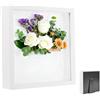 Huamirra Cornice Portafoto 3D, Cornice Profonda da Riempire 25 x 25 cm, con Lastra Acrilica Trasparente, Cornice per Oggetti 3D Più Profonda di 3 cm, Cornice in Legno Profonda, per Regalo di Nozze, Bianco