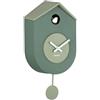 Karlsson Grato - Orologio da parete a cucù con pendolo oscillante, colore: verde giungla e giada grigia