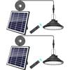 Qoolife Lampade solari per interni ed esterni, 4500 mAh, 3 colori/4 modalità, lampada a sospensione a LED, con telecomando, IP66, ricarica USB, luce solare, lampada a sospensione per Confezione da 2