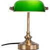 FIRVRE Verde Lampada da tavolo banchieri in vetro classica finitura bronzo attacco base G9 lampada da scrivania vintage per ufficio biblioteca sala studio camera da letto