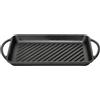 PraTiKo Life Bistecchiera in Ghisa Manico in Legno Pieghevole, Antiaderente, Induzione, Gas e Elettrico, Cottura tipo Brace (39.5x22cm 2 Manici)