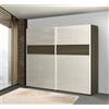 Bissolo Casa Armadio a 2 Ante Scorrevoli in Rovere Tartufo e Bianco Lucido Guardaroba Spazioso con 2 Ripiani e 2 Tubi Appendiabiti 240 X 63 X H. 220