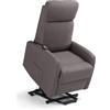 REDÒKASA Poltrona relax elettrica Seattle Plus per anziani, 1 o 2 motori, 2 ruote, Kit Optional Batteria, dimensioni contenute, tessuto antimacchia idrorepellente (1 Motore + Batteria, Fango)