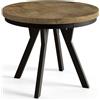AlpiMeble Tavolo da pranzo rotondo EVO, tavolo allungabile, diametro: da 120 cm a 220 cm, tavolo da soggiorno colore: LEFAKS, con gambe in legno di colore nero