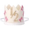 BOXOB Cappello da 1/2 Compleanno, Fiocco Glitterato Cappello a Corona da Mezzo Compleanno Celebrazione dei 6 Mesi Decorazioni per Feste per Neonati, Bambine Feste Accessori Foto Forniture