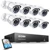 ZOSI PoE Kit Videosorveglianza Esterno, 4K NVR 8CH 2TB + 8x 5MP Telecamera, Impermeabile IP66, Visione Notturna di 30 metri, Rilevamento del Movimento,Registrazione 24/7, Accesso Remoto