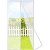 Risareyi Zanzariera Magnetica 125x220cm, Aggiornamento Stile In Fine Rete Spessa, Bianco - Anti Zanzare Traspirante Tenda Zanzariere Magnetiche per Porte Finestre con Calamita