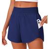 PINSPARK Pantaloncini Sportivi da Donna 2 in 1 Pantaloni Sportivi a Vita Alta Pantaloni da Corsa Pantaloncini ad Asciugatura Rapida Pantaloni Estivi da Yoga e Fitness con Tasca con Cerniera