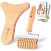 MagicBeech - Set Massaggiatore Viso: Rullo Massaggiante in Legno & Paletta Viso per Massaggio Rilassante, Cura Naturale, Lifting & Drenaggio Linfatico