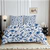 HYSNKSM Copripiumino Matrimoniale 250x200 Blu Set Di Biancheria Da Letto Fiori 3dCon Cerniera Parure Copripiumino Microfibra No Stiro Copripiumini Matrimoniali e 2 Federe 50x80 cm c2047