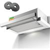 KICHPOWER Cappa Aspirante 60 cm, Filtro Telescopica, 400 m³/h, con filtro a carbone, Filtro in alluminio, superficie in acciaio inox, illuminazione a LED