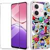HuiYouMY 1Pcs Cover e Vetrino Compatible with Oppo A5 PRO Cover Antiurto Custodia Piu Vetro temperato Compatible with Protezione Oppo A5 PRO Pellicola protettiva-XS40