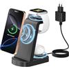 Sewowibo Caricatore Wireless,3 in 1 stazione di ricarica,stazione ricarica caricabatterie wireless compatibile con iPhone 16/15/14/13/12 Pro/Pro Max,Apple Watch Ultra/10/9/8/7/6/5/4/SE AirPods Pro Nero