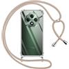 Pnakqil Cover per OPPO Reno 12 FS(5G/4G)/OPPO Reno 12F(5G/4G) con Cordino, Trasparente Custodia con Laccio Tracolla Cellulare Girocollo Collana Protettiva per nan 6.67 Pollic, Khaki