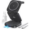 AC Island 2025 Stazione di ricarica 5 in 1 per Apple Watch e iPhone, Caricatore Wireless Mag-safe, Pieghevole Supporto di Ricarica Magnetica per iPhone 17/16/15/14, Apple Watch 11/Ultra, per AirPods
