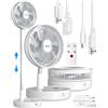 AICase Ventilatore da terra/scrivania pieghevole portatile da 30.5 cm con batteria ricaricabile da 7200 mAh, timer remoto a 8 velocità, super silenzioso, casa, campeggio all'aperto