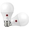 SINCELIGHT Crepuscolo all'alba Lampadina LED con doppio sensore a fotocellula, 9W, B22, accensione e spegnimento automatico in base al livello di luce diurna, per esterni, Bianco Freddo 6000K, 2 pz.