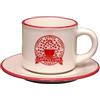 CER-POR Set Tazzine Caffe Con Piattino In Porcellana Turca, Tazzine Da Caffè Particolari Colorate Con Decori Originali, Set Da 2. (Grafica Cappuccino rossa)
