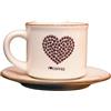 CER-POR Set Tazzine Caffe Con Piattino In Porcellana Turca, Tazzine Da Caffè Particolari Colorate Con Decori Originali, Set Da 2. (Cuore Marrone)