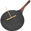 Jomdjmskes Padella per Crepes, 26.5 cm Padella Pancake Antiaderente, Crepiera Induzione, Crepiera con Distributore di Impasti per Ogni Piano Cottura Incluso L'Induzione, Senza PFOA, Nero