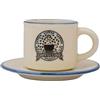 CER-POR Set Tazzine Caffe Con Piattino In Porcellana Turca, Tazzine Da Caffè Particolari Colorate Con Decori Originali, Set Da 2. (Grafica Cappuccino blu)