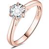 JewelryPalace 0.5ct Classic Anello Solitario Donna Argento 925 con Creato Moissanite, Diamante Simulato Anelli con Pietra Rotonda, Semplice Fedine Fidanzamento in Oro Rosa Set Gioielli Donna 9.5