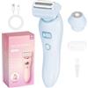 AOOWU Rasoio Intimo donna, 2 In 1 Rasoio Elettrico Donna Inguine, IPX7 Depilatore Corpo Donna, Epilatore Viso Donna di Rimozione per Bikini Ascelle Gambe, Ricaricabile Dry Wet, con Display LED