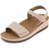 JOMIX Sandali Estive da Donna in Cuoio con Zeppa Antiscivolo Scarpe Casual Comode e Portabili Eleganti e Versatili WWS250451-7 (Beige,40)