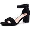 Hitmars Sandali Donna Eleganti Estive Sandali Tacco Comodi Cerimonia Largo Heeled Sandals Sandalo Punta Aperta Moda Cinturino alla Caviglia Nero EU 37