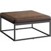 SONGMICS HOME LUIZ Collezione - Panca Imbottita, Tavolino da Salotto Quadrato, Poggiapiedi, Piano Reversibile, Sgabello, Struttura in Acciaio, Portata 300 kg, Soggiorno, Marrone Noce LOM077K01