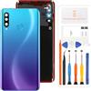 SRJTEK Per Huawei P30 Lite 48MP Batteria Per Huawei Nova 4e Coperchio Posteriore Della Porta Della Batteria e Lente Della Fotocamera Ricambio Sensore Alloggiamento (con Impronte Digitali, Blu)