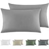 Dreamzie Federe Cuscino Letto Cotone 40x80 cm, Set di 2, 100% Cotone Lavato, Copricuscino Letto Grigio Chiaro Con Cerniera, Federa Cuscino Certificata OEKO-TEX