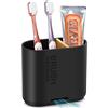 PARKMANI Portaspazzolino elettrico per bagno, porta spazzolino da denti e dentifricio, contenitore rimovibile per spazzolino da denti con drenaggio per famiglia, bambini (nero, medio)