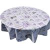 1KDreams Tovaglia Plastificata Rotonda - Antimacchia - Design Shabby Chic Lilla e Bianco - Lavanda - Copritavolo Cerato - Made in Italy (Shabby Chic Rosa, Ø160 cm)