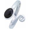 mantraroma Anello in argento 925 con onice e pietra nera regolabile, pietra preziosa, vero argento sterling, regalo da donna