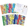 BM BeMore KIDS Maxi quaderni in formato A4 - Rigatura 10F, quadretti 10 mm con margini per 1° elementare - Set da 10 pezzi con copertine colorate e 4 pagine di giochi - Carta da 100g