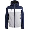 JACK & JONES PLUS Jjerush Hood Bomber Noos Pls, Blazer Navy/Dettaglio: Bianco/Grigio Chiaro Melange Blocco, XXXXXL Uomo