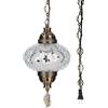 DEMMEX Lampada a sospensione a mosaico turco marocchino, lampada da soffitto con catena da 4,5 metri e spina, fatta a mano, prodotta in Turchia, Bianco