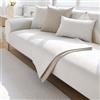 JUNLEBUYI Copridivano Cotone Lino Copri Divano Con Penisola Sinistra/Destra, Copri Braccioli Divano, Universale Moderno Copridivano Antiscivolo 4 3 2 1 Posti Per Soggiorno (90×90cm,Off-white)