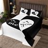 Homemissing Copriletto trapuntato per letto matrimoniale, motivo: cuori innamorati, per ragazze, donne, amanti, romantico, set per San Valentino, decorazione della camera