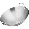 perfk Padella per padella in acciaio con doppio manico multiuso professionale Wok da cucina per cucina, 32 cm