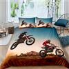 Loussiesd Set di biancheria da letto 3D per motocross, motocross, motocicletta, con stampa di copertina, copriletto, decorazione della stanza, 3 pezzi per letto matrimoniale