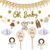 Syoulin Baby Shower Decorazioni, Gender reveal party, Ghirlanda oh baby, Glitter, Oro, per decorazione da tavolo/parete in feste per neonati, Addobbi per Feste Nascita maschio o femmina